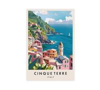 Poster con stampa di viaggio delle Cinque Terre, decorazione per camera da letto, ufficio, camera da letto, regalo, 20 x 30 cm