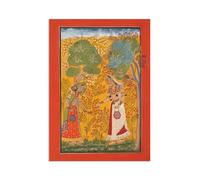 Poster con stampa vintage di arte indiana Vasanti Ragini Ragamala Series Women Sari pittura indù (A3 senza cornice)