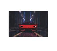 Poster con supercar Aventador Cyber Night Ponte al neon, luci della città futuristica, decorativo, per camera da letto, per camera da letto, 40 x 60 cm