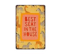 Poster con targhe in metallo vintage in alluminio "Best Seat In The House", divertenti, 8x12 pollici, per soggiorno, cucina, camera da letto, bar, patio, veranda, decorazione da parete