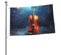 Poster con violino, 2 x 3 m, bandiera da giardino su entrambi i lati, resistente allo sbiadimento, bandiera per esterni, divertente bandiera per vacanze con occhielli in metallo per prato, patio