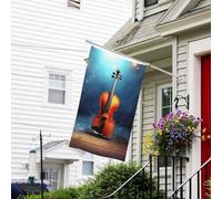 Poster con violino, 9 x 1,5 m, bandiera da giardino su entrambi i lati, resistente allo sbiadimento, bandiera per esterni, divertente bandiera per le vacanze, con occhielli in metallo, per prato