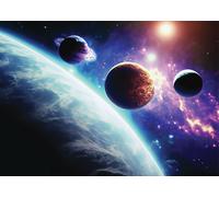 Poster Cosmic Space Planets Wall Art - decorazione galassia vibrante...
