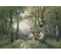Poster Cottage in Sunlight Forest Early Spring Wall Art -...