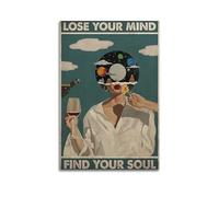 Poster creativo con stampa artistica da parete con vino e musica, per casa e ufficio, stile vintage, 50 x 75 cm, senza cornice