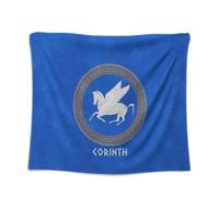 Poster da appendere alla parete con emblema della città greca dell'antica bandiera greca della polis, 100 x 125 cm, decorazione da parete (Corinto)