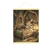 Poster da appendere su tela con topo, libro di fiabe fantasioso, poster marrone da appendere con cornici, decorazione per bagno, cucina, camera da letto, 30,5 x 40,6 cm