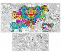 Poster da colorare mandala gigante per bambini adulti animali africani fai da te disegno tovaglia da colorare mandala animali poster da colorare per scuola, casa, aula decorazione da parete, giochi di