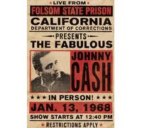 Poster da concerto Johnny Cash 28,9 x 40,6 cm, leggendario 1968, Folsom State Prison Performance, Outlaw Country, leggendaria musica americana, opera d'arte originale, stampa artistica rara