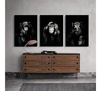 Poster da parete 3 pezzi 30x50 cm senza cornice tre scimmie animali astratti stampe da parete non si sente, si sente, si parla, non si vede la decorazione della casa del soggiorno