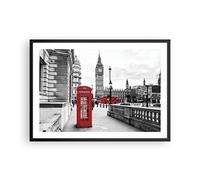 Poster da Parete 70x50 cm Cornice Nera Architettura Bianco e Nero 4326 P2B | Capannone Telefono Londra Stampa da Parete Quadro Decorativo Decorazione da Parete Arte Quadro Decorativo ARTTOR