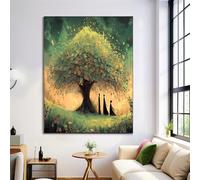 Poster Da Parete Albero Delle Pagine Del Libro Paesaggio Fantasy - Poster In Tela Senza Cornice Per Arredamento Casa Soggiorno Ufficio - Decorazione Murale E Tela Da Parete 80X120Cm - Verde Salvia
