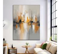 Poster Da Parete Città Astratta Paesaggio Dipinto A Olio - Poster In Tela Senza Cornice Per Arredamento Casa Soggiorno Ufficio - Decorazione Murale E Tela Da Parete 50X70Cm - Grigio Chiaro