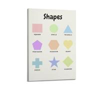 Poster da parete con forme colorate, decorazione educativa, geometria, poster decorativo da parete su tela e stampa artistica moderna per camera da letto, 50 x 75 cm