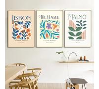 Poster da parete con mercato dei fiori, Roma, Hannover, Lisbona, Malmö, immagini di piante astratte nordiche per la decorazione della casa del soggiorno, 15,7"x 23,6" (40x60 cm) x3, senza cornice