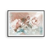 Poster da Parete Cornice Nera 100x70cm Fiori Romantico Rose Decorativi Stampa da Parete Decorazione Murale Wall Art Quadri Moderni Soggiorno Camera da Letto Cucina Grafica Immagini - P2BAA100x70-5505