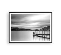 Poster da Parete Cornice Nera 100x70cm In bianco e nero paesaggio lago Decorativi Stampa da Parete Decorazione Murale Wall Art Quadri Moderni Soggiorno Camera da Letto Cucina - P2BAA100x70-4321