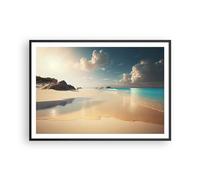 Poster da Parete Cornice Nera 100x70cm Spiaggia Selvaggia Oceano Bordo Decorativi Stampa da Parete Decorazione Murale Wall Art Quadri Moderni Soggiorno Camera da Letto Cucina - P2BAA100x70-6016