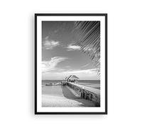 Decorativi Stampa da Parete 50x70cm Poster da Parete Celeste Spiaggia Monocromatico Cucina Decorazione Murale Wall Art Cornice Nera Quadri Moderni Soggiorno Camera da Letto Immagini - P2BPA50x70-4750