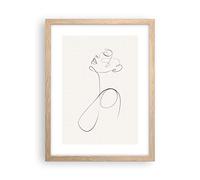 Poster da Parete Cornice Rovere 30x40 cm Astratto Bianco e Nero 5112 P2N