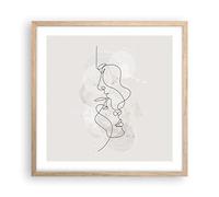 Poster da Parete Cornice Rovere Chiaro 50x50cm Linea singola uomo donna Decorativi Stampa da Parete Decorazione Murale Wall Art Quadri Moderni Soggiorno Camera da Letto Cucina - P2NAC50x50-4629