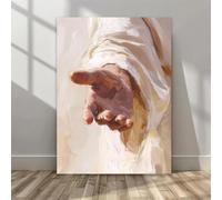Poster da parete cristiano di Gesù con la mano di Dio, dipinto su tela, decorazione da parete, immagini religiose, stampe, poster per decorazioni per chiese, 80x120 cm, cornice interna