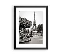 Poster da Parete Giostra Torre Eiffel Cornice Nera 30x40cm Decorativi Stampa da Parete Quadri Moderni Soggiorno Camera da Letto Cucina Decorazione Murale Wall Art Grafica Immagini - P2BPA30x40-5145