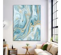 Poster Da Parete Marmo Pregiato Vortex Astratto - Poster In Tela Senza Cornice Per Arredamento Casa Soggiorno Ufficio - Decorazione Murale E Tela Da Parete 60X80Cm - Azzurro