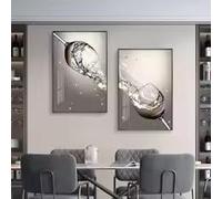 Poster da parete moderno e semplice con immagine artistica di un bicchiere di vino creativo, decorazione per la casa su tela stampata (50x70cmx2/cornice interna)