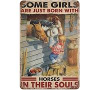 Poster Da Parete, Novità, Poster In Ferro Dipinto, Alcune Ragazze Sono Appena Nate Con Un Cavallo Nelle Loro Immagini Retrò, Decorazione Per La Casa, 40 X 60 Cm, Senza Cornice.