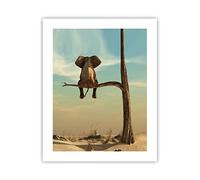 Poster da Parete Senza Cornice 40x50cm Elefante Seduto Ramo Decorativi Stampa da Parete Decorazione Murale Wall Art Quadri Moderni Soggiorno Camera da Letto Cucina Grafica Immagini - P2XPA40x50-4557