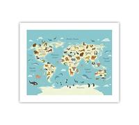 Poster da Parete Senza Cornice 50x40cm Animali il mondo mappa Decorativi Stampa da Parete Decorazione Murale Wall Art Quadri Moderni Soggiorno Camera da Letto Cucina Grafica Immagini - P2XAA50x40-4860