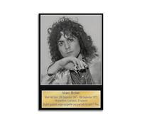 Poster da parete su tela di Marc Bolan T-Rex, foto vintage in bianco e nero con firma in stile scritto a mano, poster da parete per soggiorno, camera da letto, sala giochi, ufficio, 60 x 91,4 cm (60 x