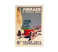 Poster da parete su tela, motivo: Gran Premio di Monaco del 1934, per camera da letto, ufficio, cucina, regalo, senza cornice, 50 x 75 cm