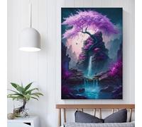 Poster da parete su tela raffigurante un albero magico viola decorazione moderna per camera da letto compleanno 50x75 cm