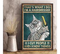 Poster da parrucchiere, motivo: gatto che è quello che sono un parrucchiere, poster in metallo, decorazione da parete per casa, cucina, 20,3 x 30,5 cm