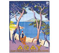 Poster da viaggio Agay Beach Vintage Costa Azzurra Wall Art -...