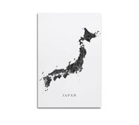Poster da viaggio con mappa del Giappone in bianco e nero moderno, decorazione artistica da parete su tela, 60 x 90 cm, senza cornice