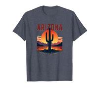 Poster da Viaggio retrò con Cactus al Tramonto nel Deserto dell'Arizona Maglietta, Uomo, Pervinca, S