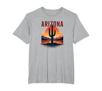 Poster da Viaggio retrò con Cactus al Tramonto nel Deserto dell'Arizona Maglietta, Uomo Taglie Grandi, Grigio Melange, 6X Tall