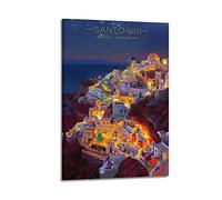 Poster da viaggio vintage Grecia Santorini Poster decorativo su tela da parete e stampa artistica moderna per camera da letto, 40 x 60 cm