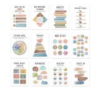 Poster D'angolo Calmante, Poster Dei Sentimenti Di Classe - 12X Forniture Per La Regolazione Emotiva,Elementi D'angolo Calmi, Elementi D'angolo Calmanti Per Bambini, Grafici Di Emozioni