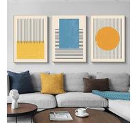 Poster D'Arte,3 Immagini Set-Stampa Artistica su Tela Poster Moderno Quadro Astratto Giallo e Blu Con Blocchi di Colore Geometrici per Soggiorno Camera da Letto Decorazione-40*50Cm (Senza Cornice)