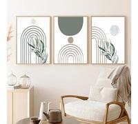 Poster d'arte,3 Pezzi-Boho Sage Green Plants Astratto Geometric Line Murale Arte Tela Painting Nordico Poster e Stampe Immagini per L'Arredamento del Soggiorno-40 * 50cm/16 * 20 pollici(senza telaio)