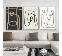 Poster d'arte,3 Pezzi-Linea Astratta Disegno Stampe Poster Retro Galleria Murale Arte Pittura su Tela Arte Moderna Casa Soggiorno Cucina Decorazione Ufficio-40*60cm/16*24 pollici(senza telaio)