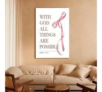 Poster d'arte cristiana preppy rosa, decorazione per la stanza, stampa su tela, dipinto funky, immagine minimalista da parete per dormitorio, appartamento (70x100 cm/senza cornice)