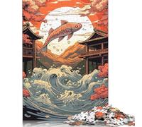 Póster de paisajes japoneses Koi, imagen, impresión en metal, pintura de Mai Mia, rompecabezas para adultos y adolescentes, 1000 piezas, juego educativo, juguete de desafío, 300 piezas
