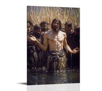 Poster decorativo da appendere con John the Baptist Batttist Baptizing the crowd with wild fervor, His Voice Like Thunder Under The Swaying Reeds of the Jordan. Poster artistico decorativo da