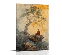 Poster decorativo da appendere con la foresta del Dharma, alberi le cui foglie sussurrano i Sutra, stile contemporaneo, 60 x 90 cm