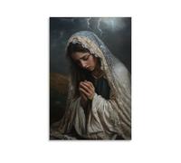 Poster decorativo da appendere con Mary at the foot of the Cross, Her Fingers Grasping Cloth Soaked in Grief, As Thunder Shudders The Hill. Poster artistico decorativo da appendere in stile